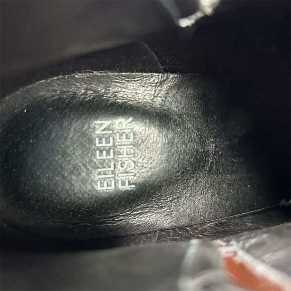 Eileen Fisher Black Leather Ankle Booties Size 7.5 Casual Back Zip Closure - Picture 12 of 12